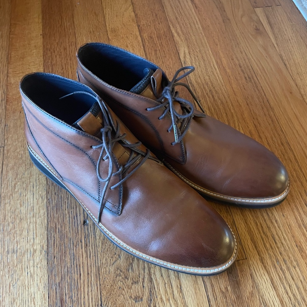 Cole Haan Brown Leather Chukka Boots with Smooth Finish